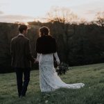 Bride and groom in the hills in Cornwall during their winter wedding
