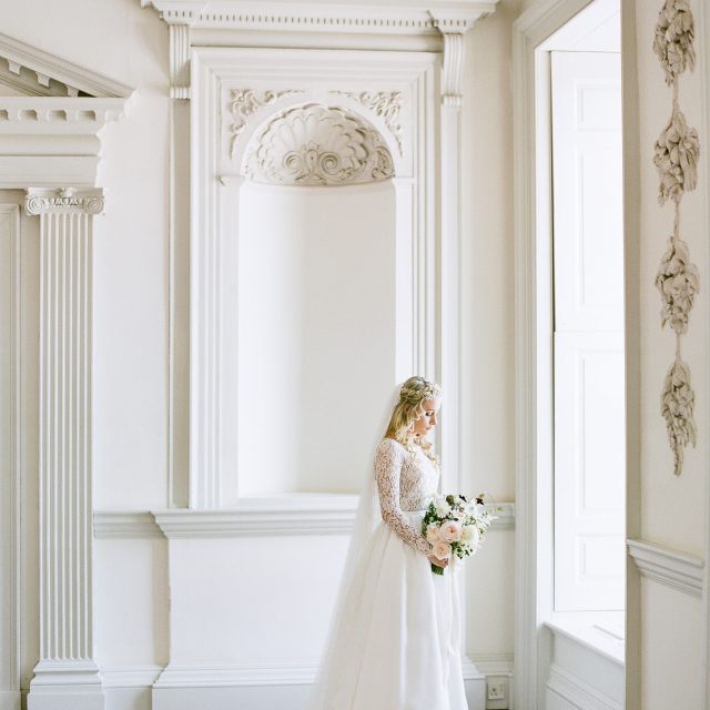 Photo of the Bride at Boconnoc House in Cornwall during Sarah and Mark's wedding. This wedding was planned by Cornwall wedding planner Jenny Wren