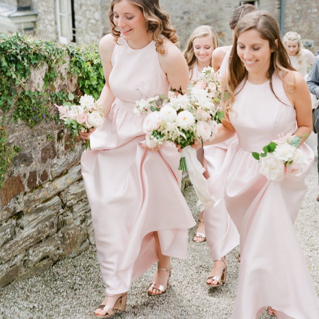 The Bridesmaids at a wedding at Boconnoc House in Cornwall. Sarah and Mark planned their wedding with real wedding planner Jenny Wren.