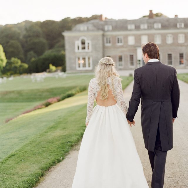 The Bride and Groom at Sarah and Mark's Wedding at Boconnoc House in Cornwall. This wedding was planned by Cornwall Wedding Planner Jenny Wren
