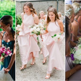 Bridesmaids in their dresses at a wedding in Cornwall