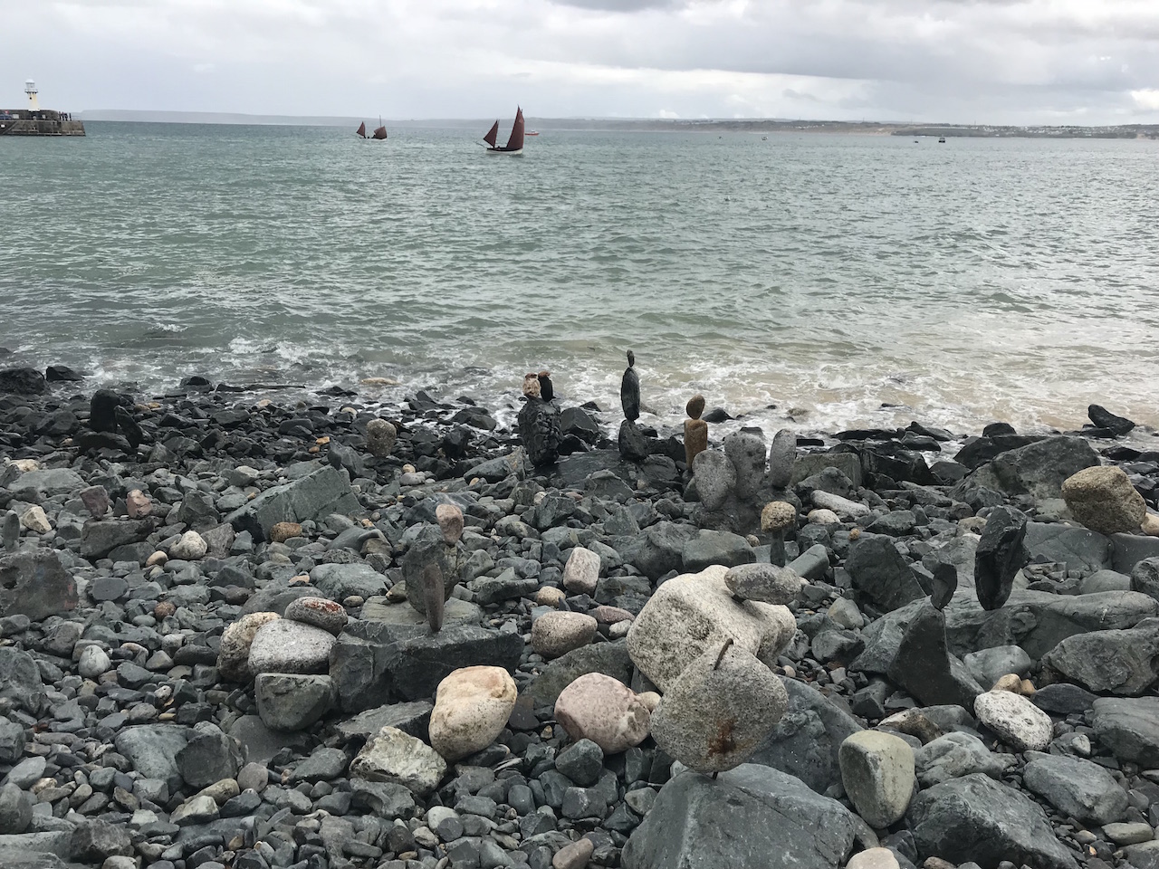 Stone sculptures beach