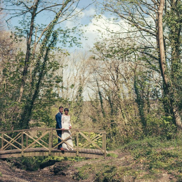Picture of the bride and groom outside at a wedding venue in cornwall. This picture was taken during a wedding planned by Jenny Wren, Wedding Planner in Cornwall.