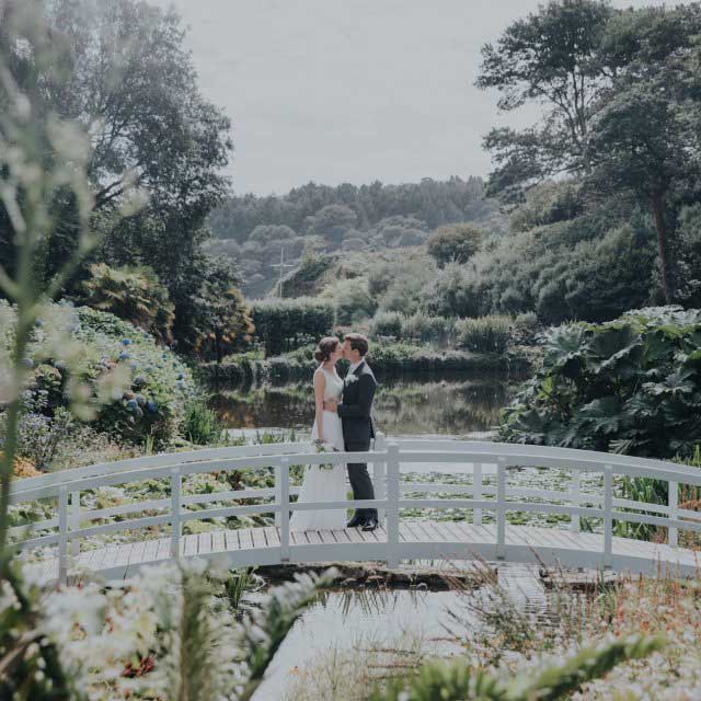 Bridge views at a wedding at Trebah Gardens in Cornwall