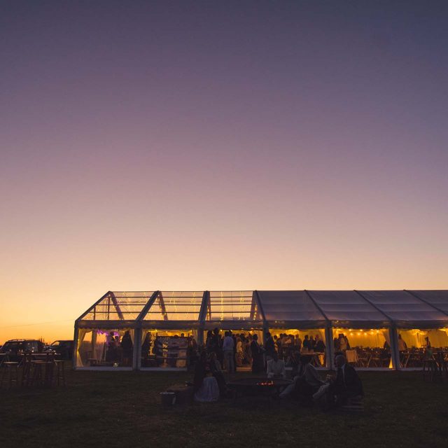 Sunset at Carswell Farm in Devon during a wedding planned by Jenny Wren