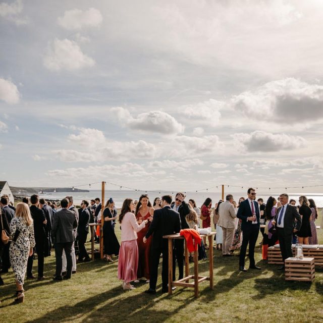 Wedding reception at Emma and Annie's wedding in Cornwall. This wedding was planned by Jenny Wren Wedding planner.